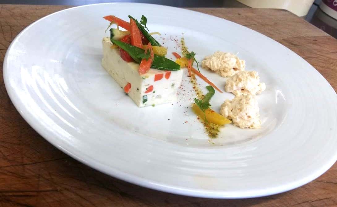 Fish terrine with lobster bisque espuma – Tante Yvone