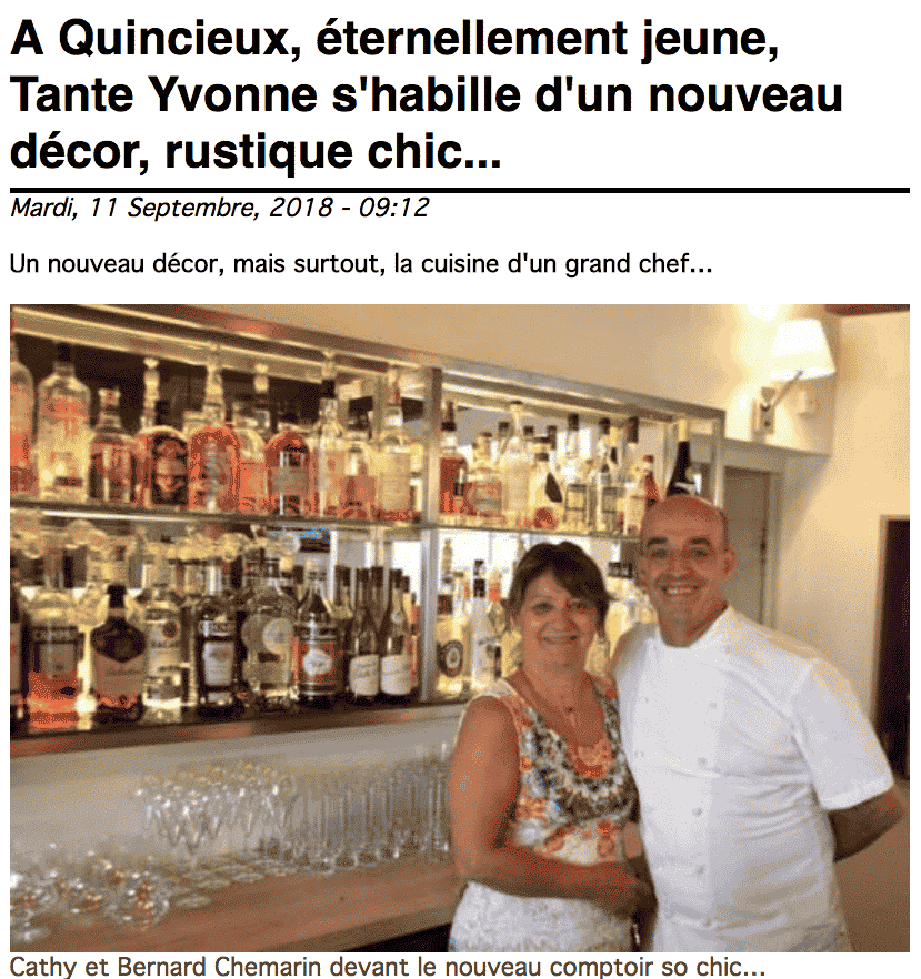 Le critique gastronomique Alain Vollerin parle de Tante Yvonne …